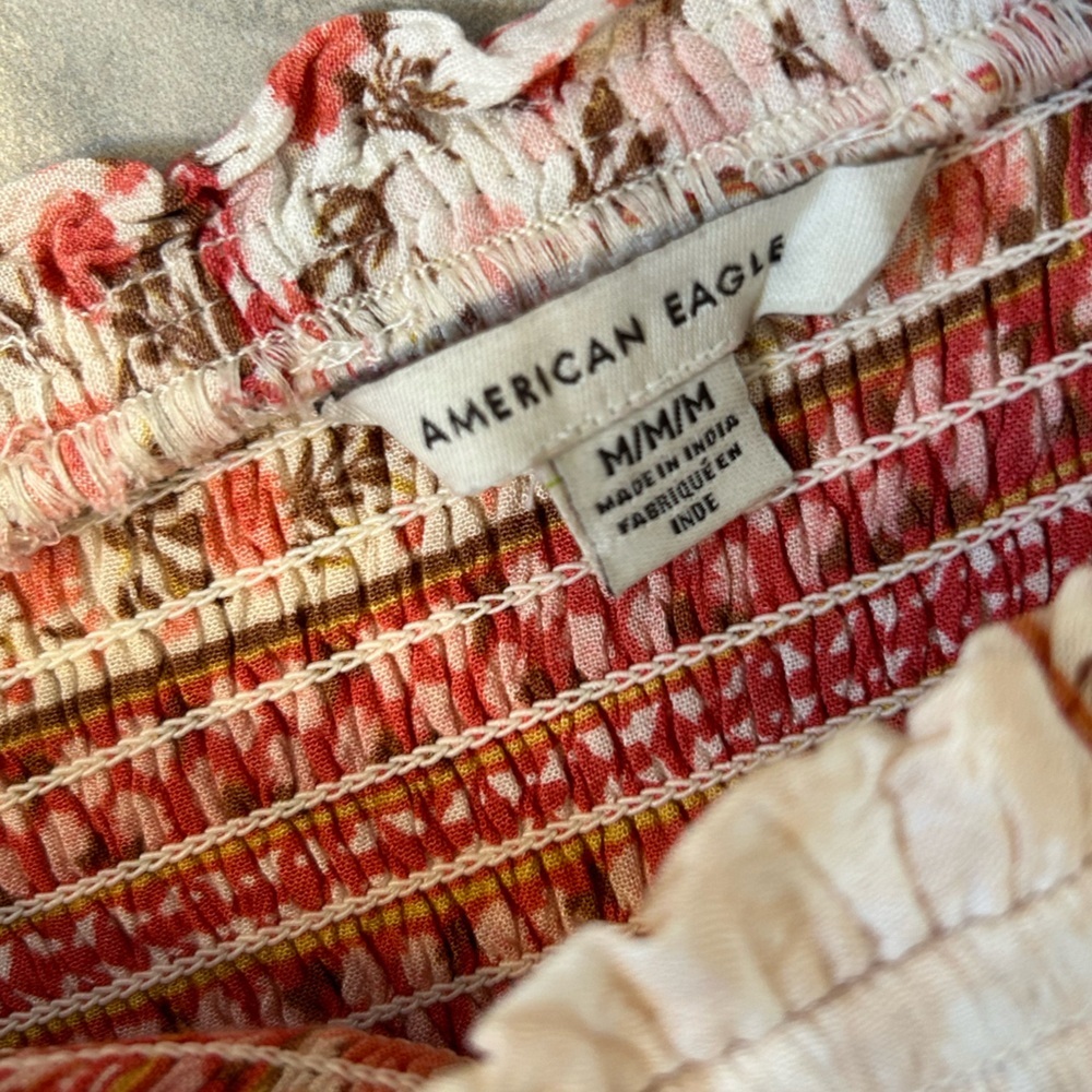 Nwot American Eagle Patchwork Floral Smocked Tier… - image 7